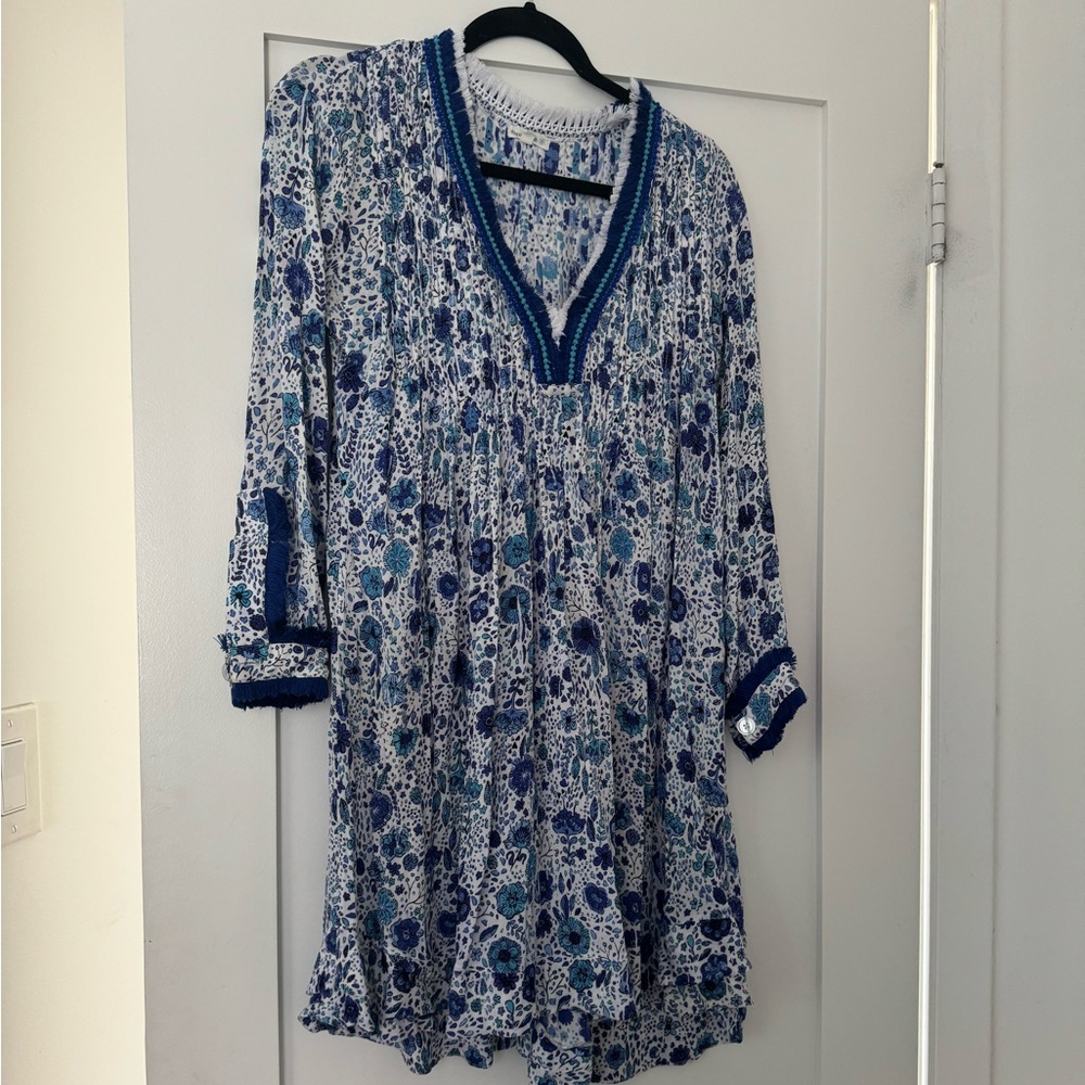 Long sleeve blue coverup